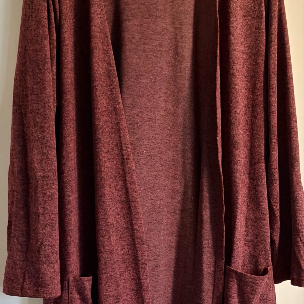 Cozy Open-Front Duster Cardigan in Burgundy